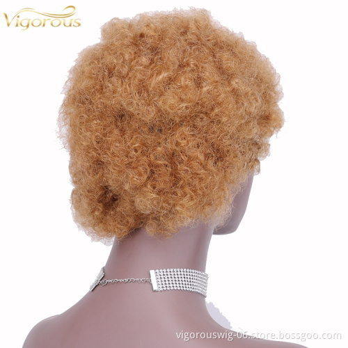 Afro curly wholesale inch short bob pixie cut wave blonde cheap glueless brazilian raw human hair wigs black women